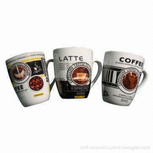 12oz porcelain mugs in belly shape, various designs are available